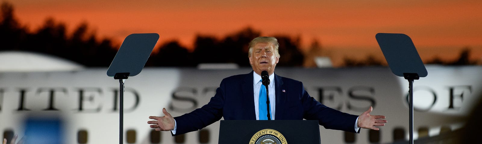 President Donald Trump speaks to supporters at a campaign rally at Arnold Palmer Regional Airport on September 3, 2020.