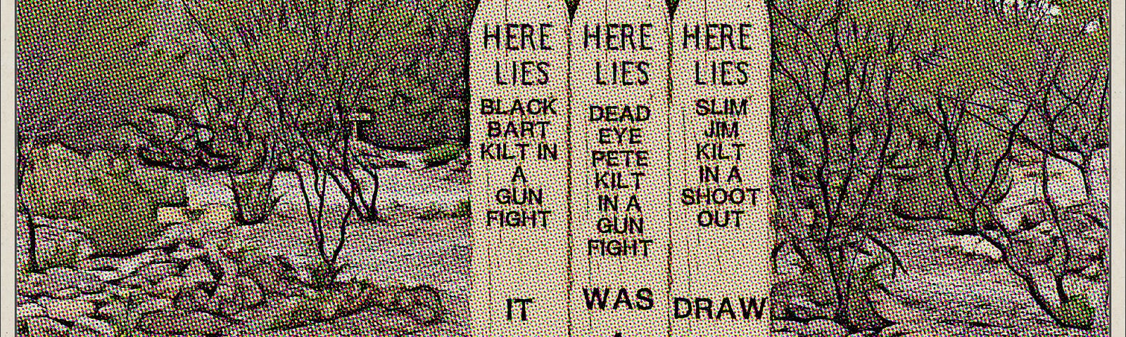 Grave markers in Boot Hill