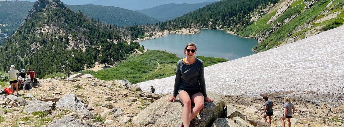 The author at St. Mary’s Glacier in Colorado.