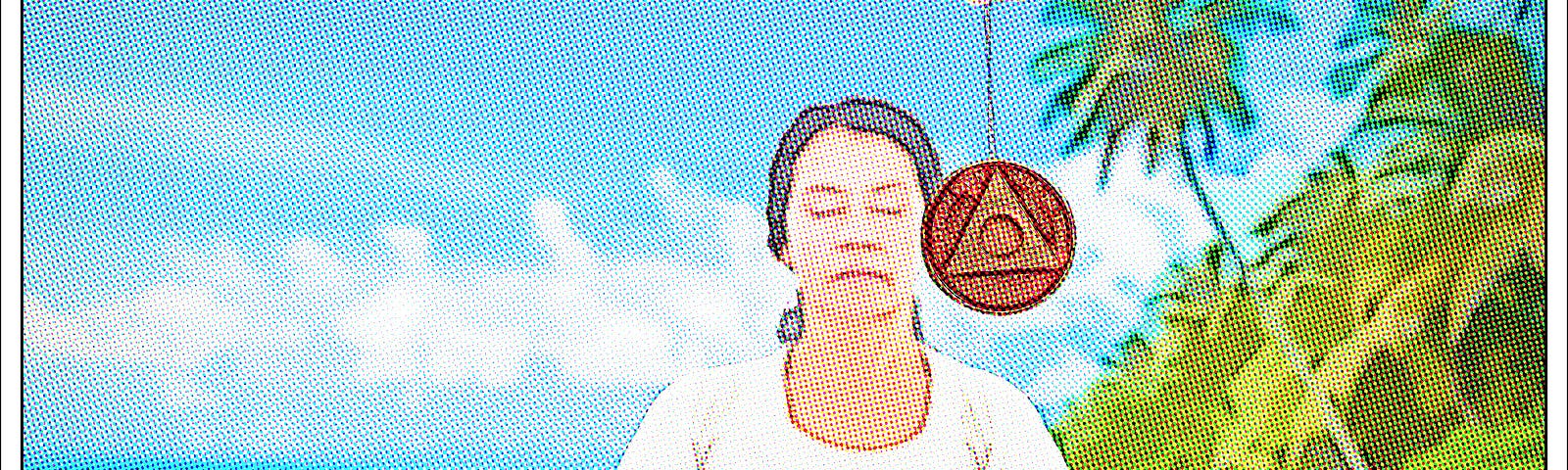 Woman being hypnotized with one-year chip