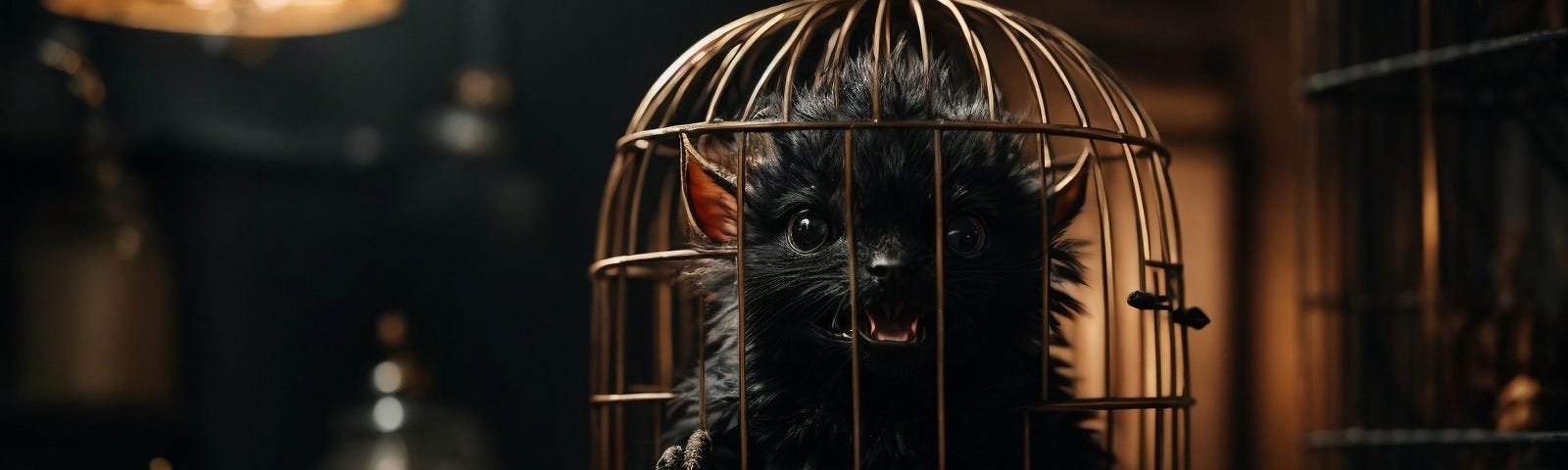 Baby demon in a cage