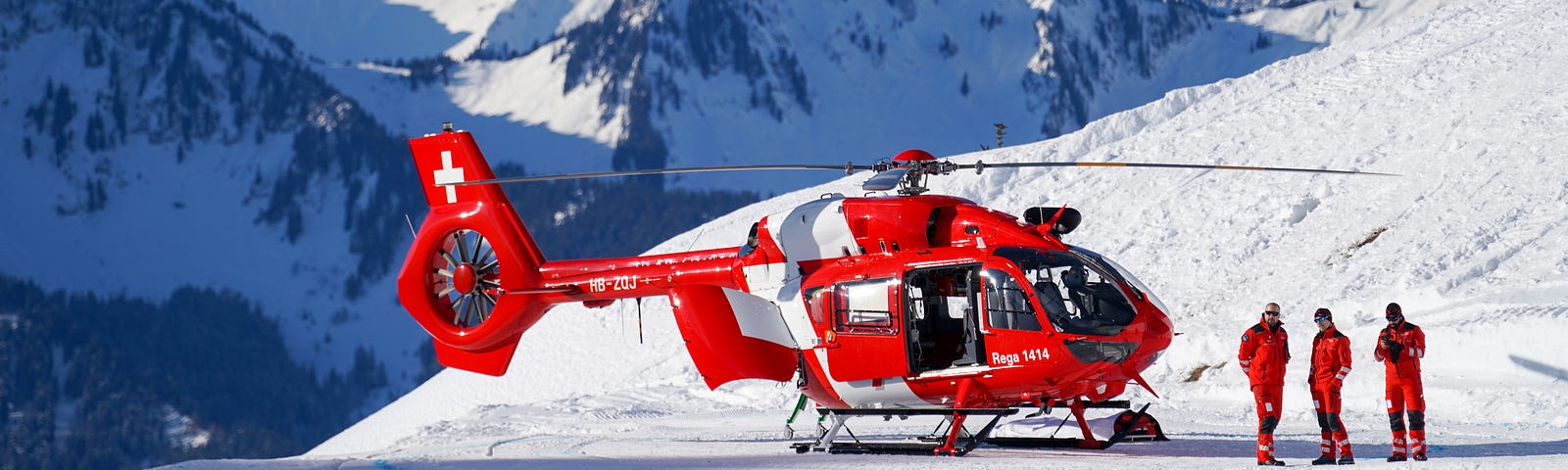 Rescue helicopter in the snow