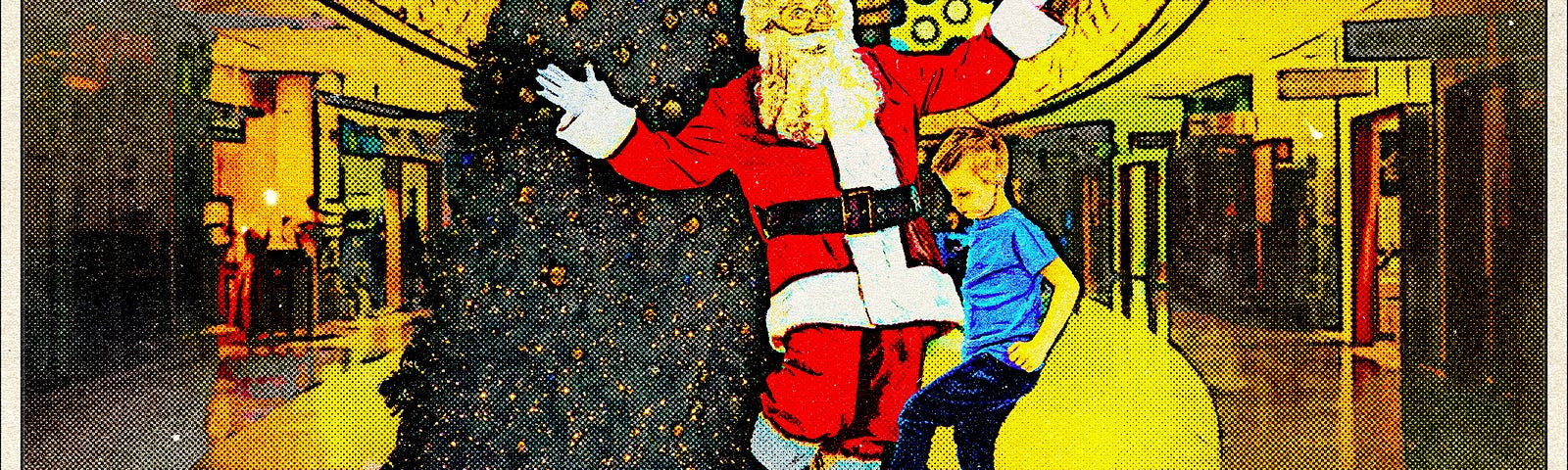 Boy kicks surprised Santa