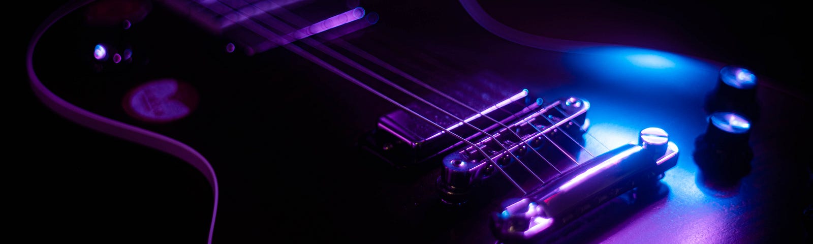 A close-up of an electric guitar