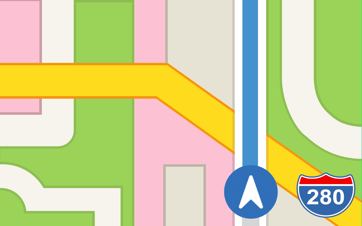 Animated Apple Maps logo, showing a wrong turn.