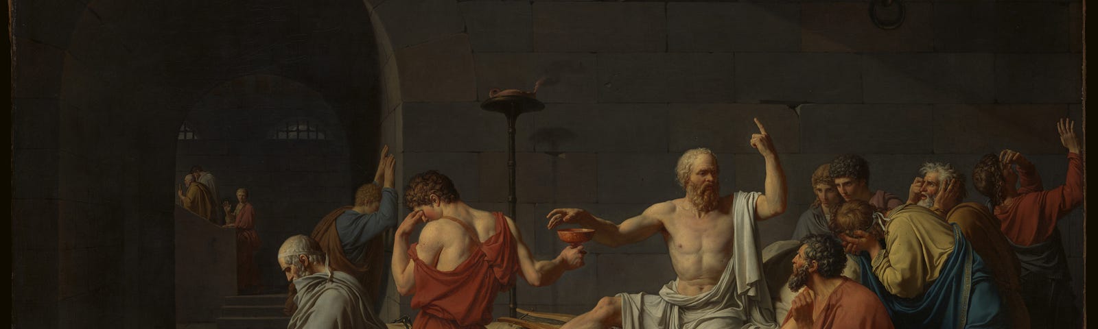 The Neoclassical painting “The Death of Socrates”
