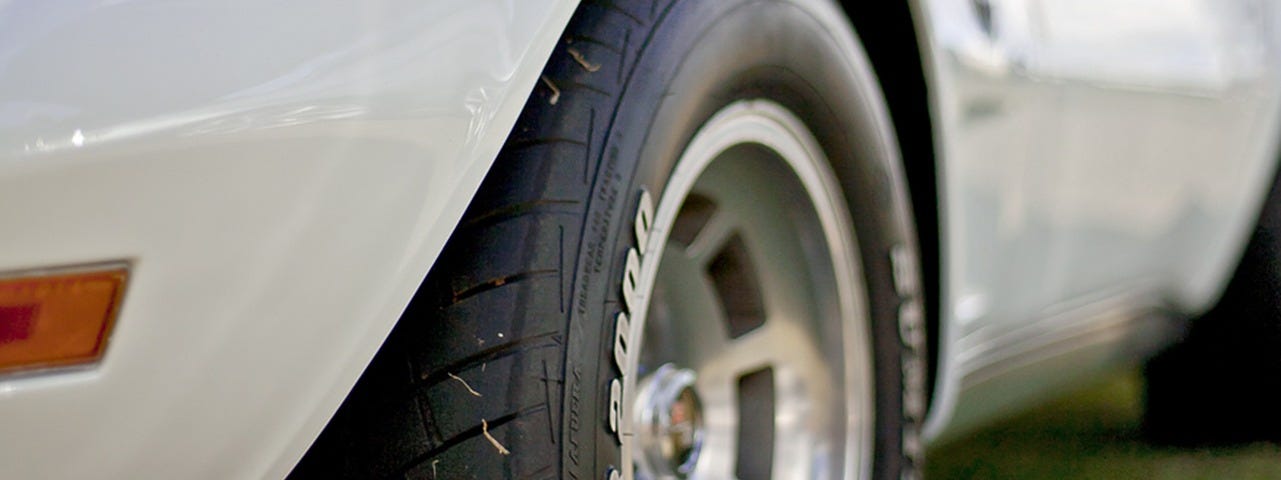 Left front fender of a Corvette