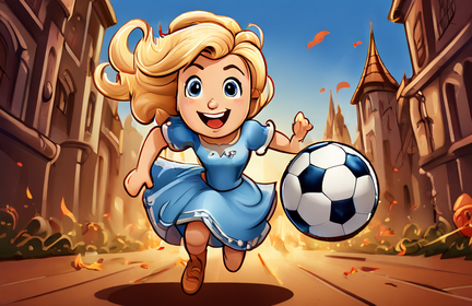 Cinderella running away from a football