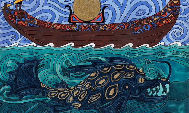 Sun boat and sea monster in Jung’s Red Book