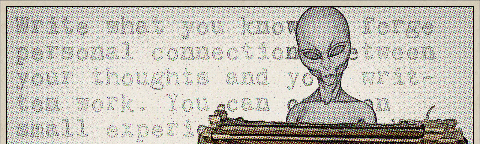 Alien at manual typewriter