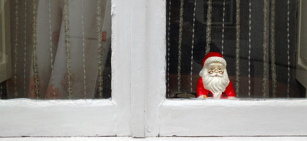 Santa toy in a window