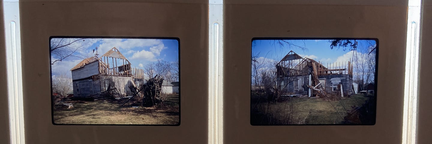 Color slides of the author’s grandparent’s home where his childhood was erected.