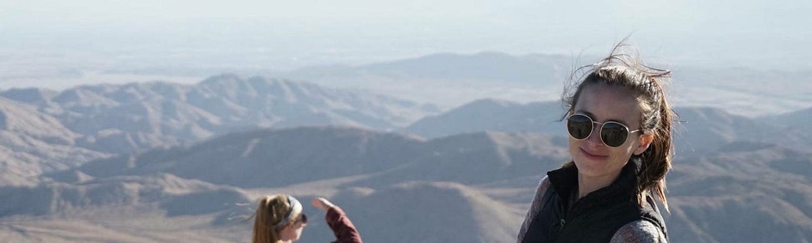 Two women on a mountain.