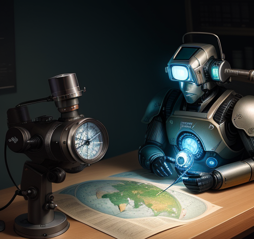 A robot using a compass and a map