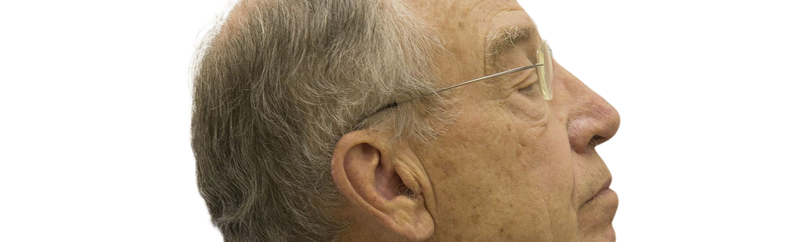 An arrogant profile view of 88-year-old US Senator from the State of Iowa, Chuck Grassley