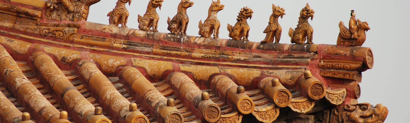 An ornate rooftop carving