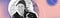 编辑图形，以Daina Lightfoot和她的狗的照片为特色。有一个重叠的圆圈图案和一个粉红色和紫色的领带die背景。