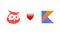 Hootsuite’s Owly logo and the Kotlin logo with a heart emoji in between