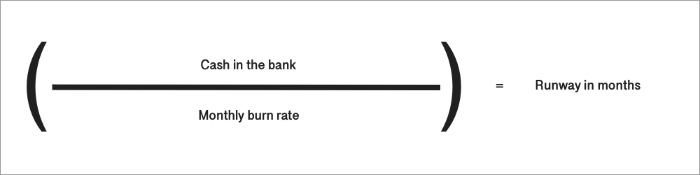 take cash in the bank and divide by your monthly burn rate