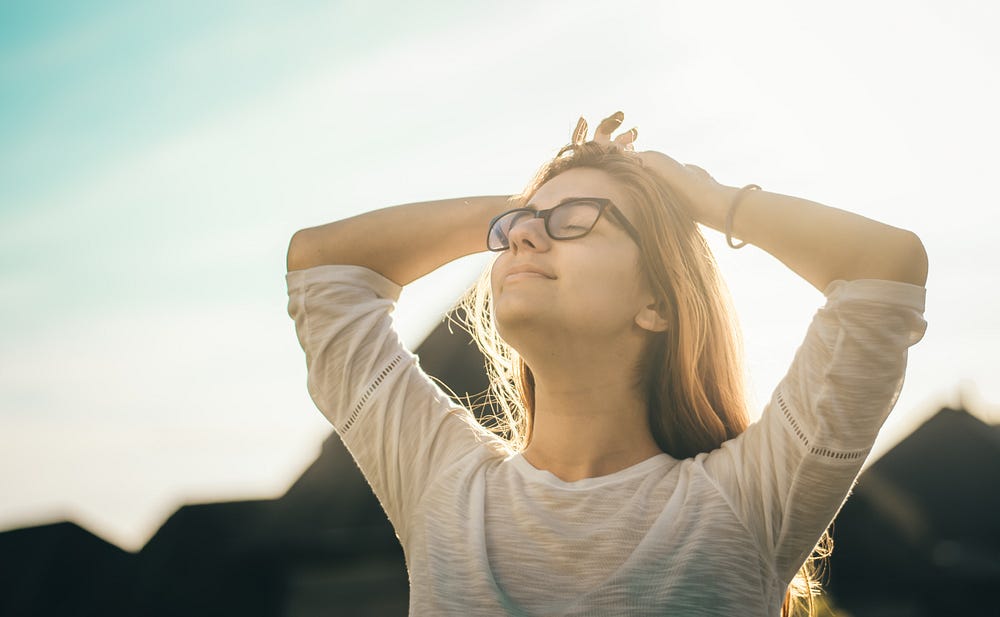 happy woman with glasses