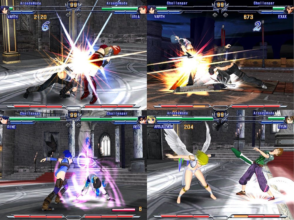 Screenshots from the arcade version of the game, released only in Japan