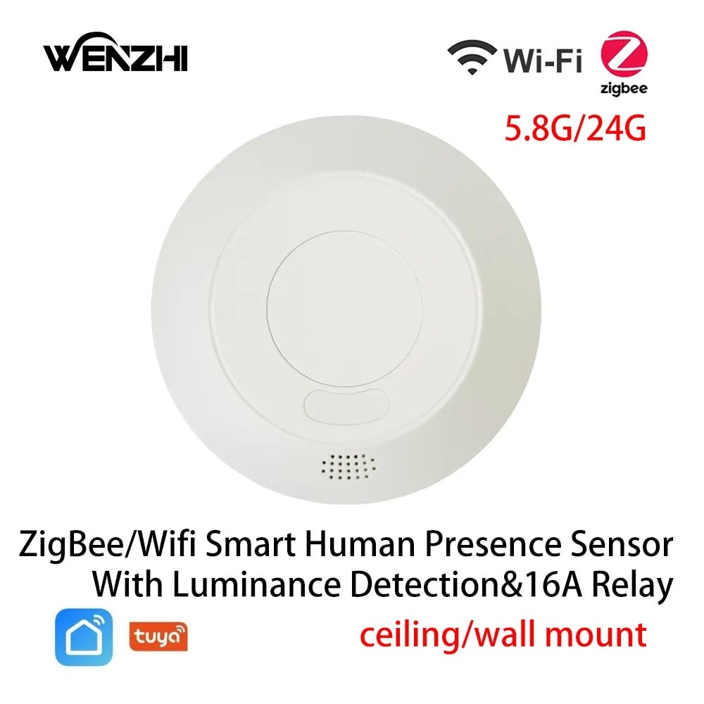 ZigBee/Wifi 5.8/24G MmWave Radar Human Presence Motion Sensor Switch Light Luminosity Detection 110/220V Tuya Smart Life Home
