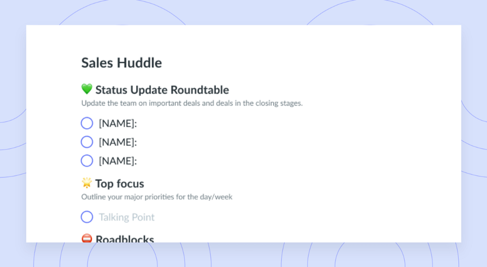 Template for a Sales Team Huddle