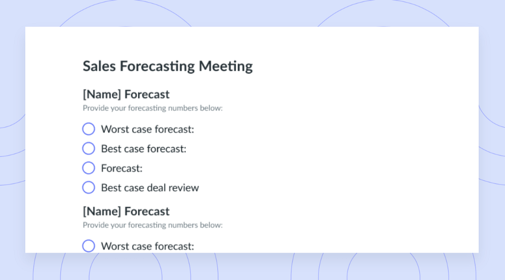 Sales forecasting meeting agenda template