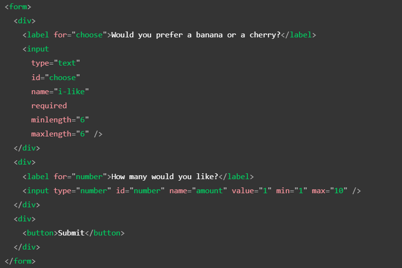 Form Validation using built-in form validation