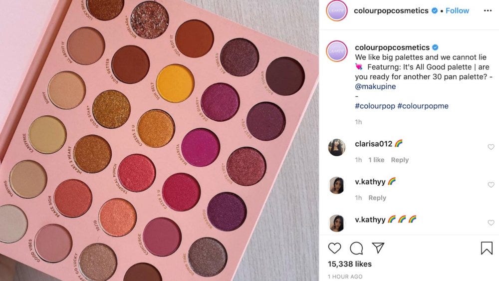Colourpop Instagram Post - Digital Marketing in 2020