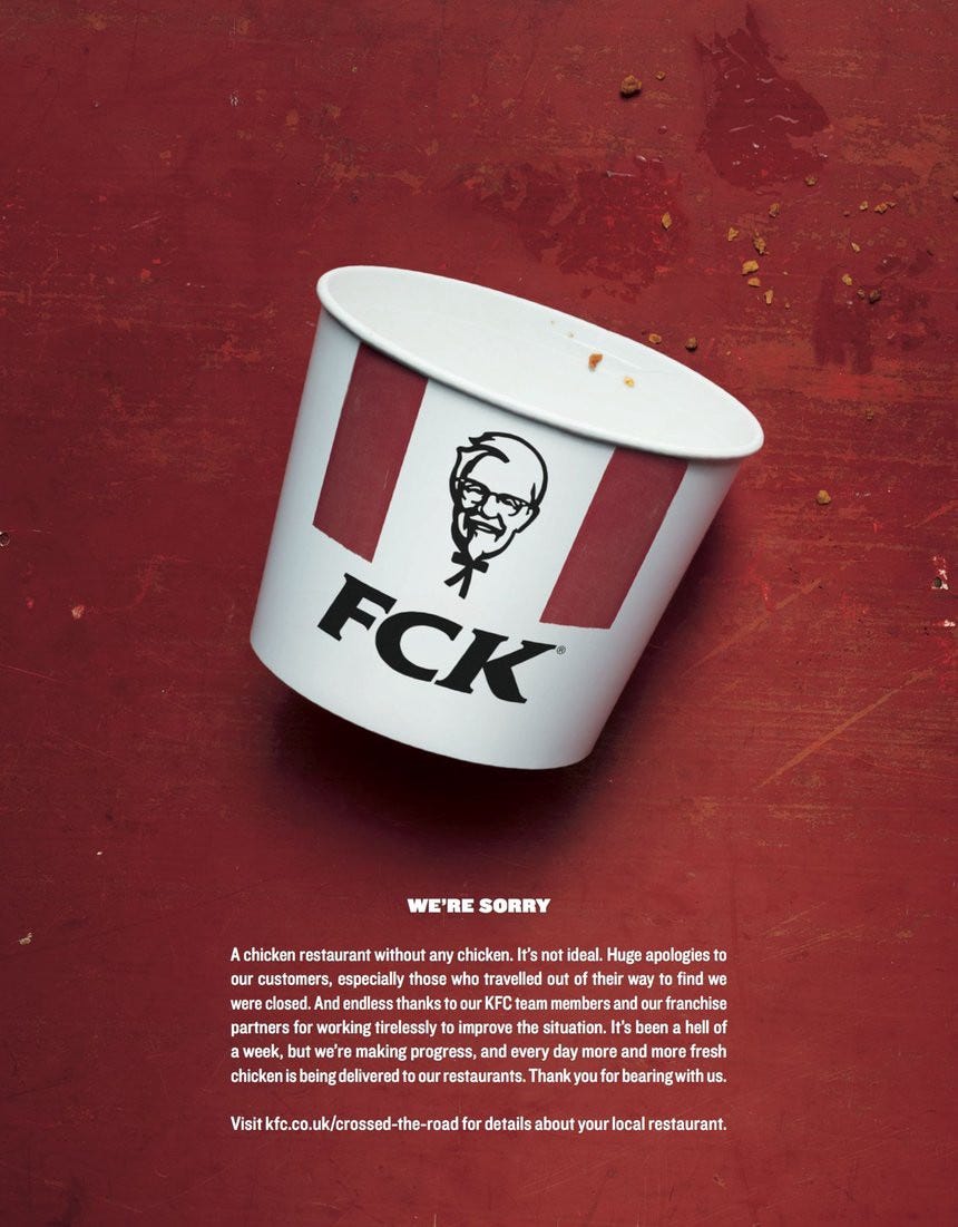 How to avoid brand failure — Best PR brand campaign by KFC, Reputation management, chicken crisis in the UK.