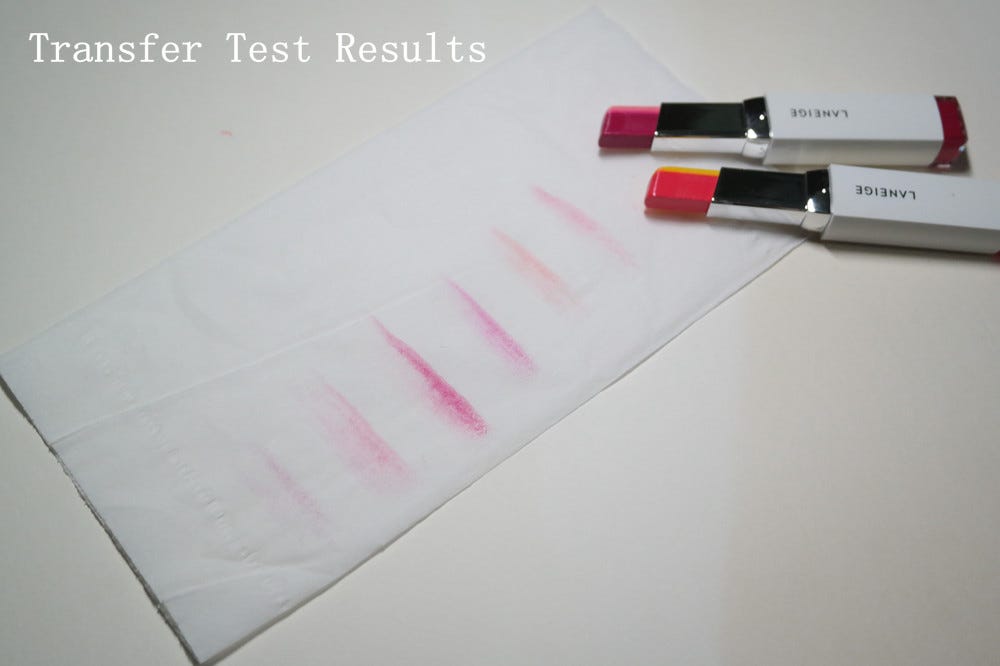  laneige two tone lip bar review - transfer test results