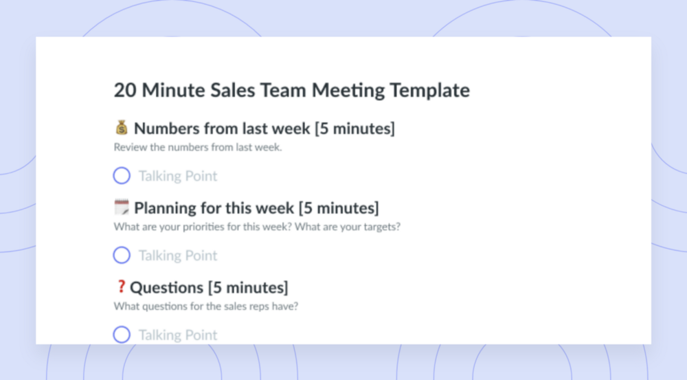 Sales Team Meeting Template