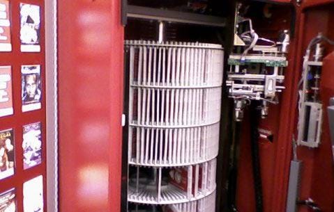 View of the inside of a Redbox kiosk.