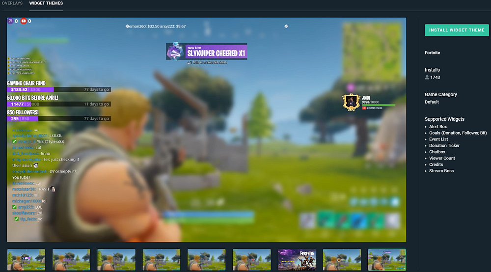 widget themes have arrived to the streamlabs obs library - streamer 313 fortnite