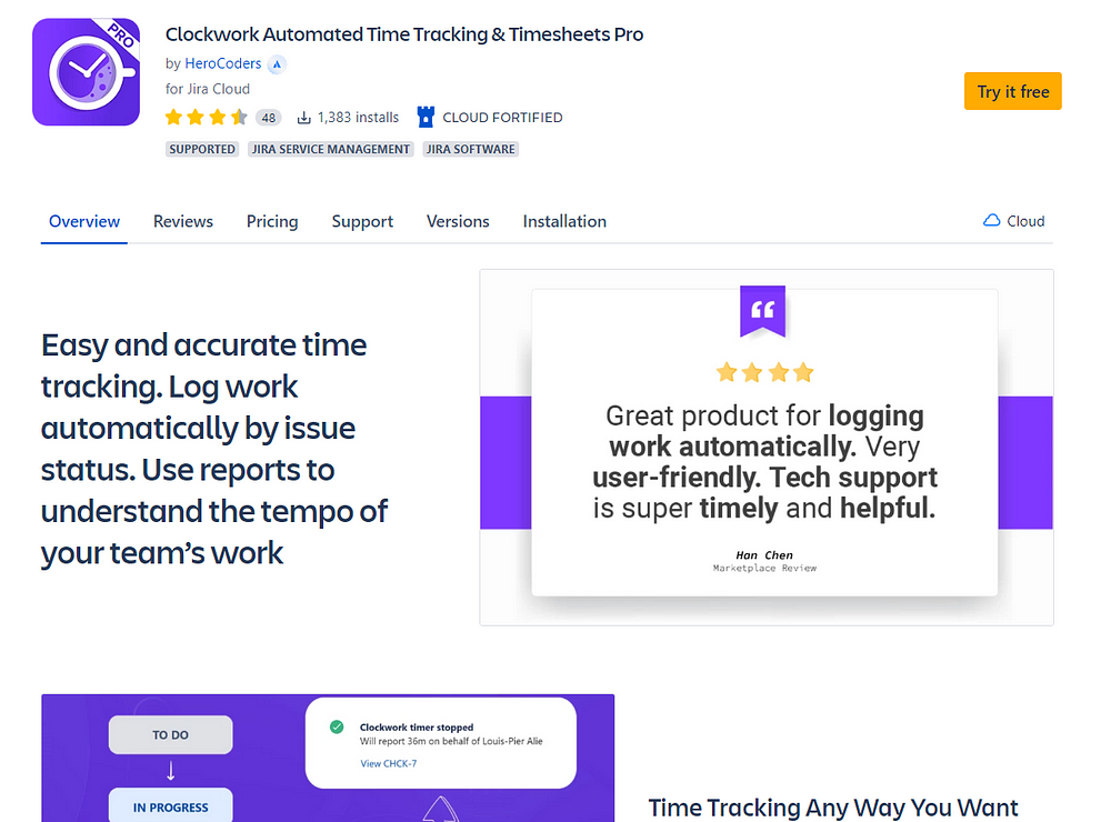 Clockwork - Best for Automated Time Tracking and Report Creation 