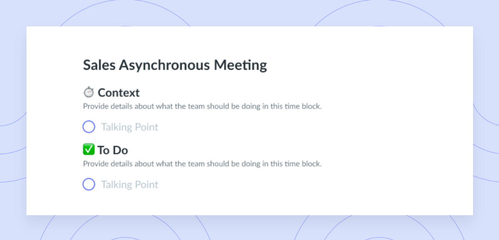 Asynchronous Sales Team Meeting Template