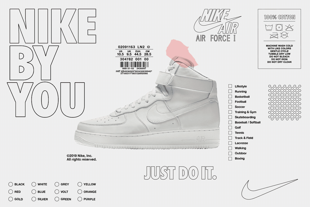 Nike by you — shoe image which shows the possibilities of customisation.