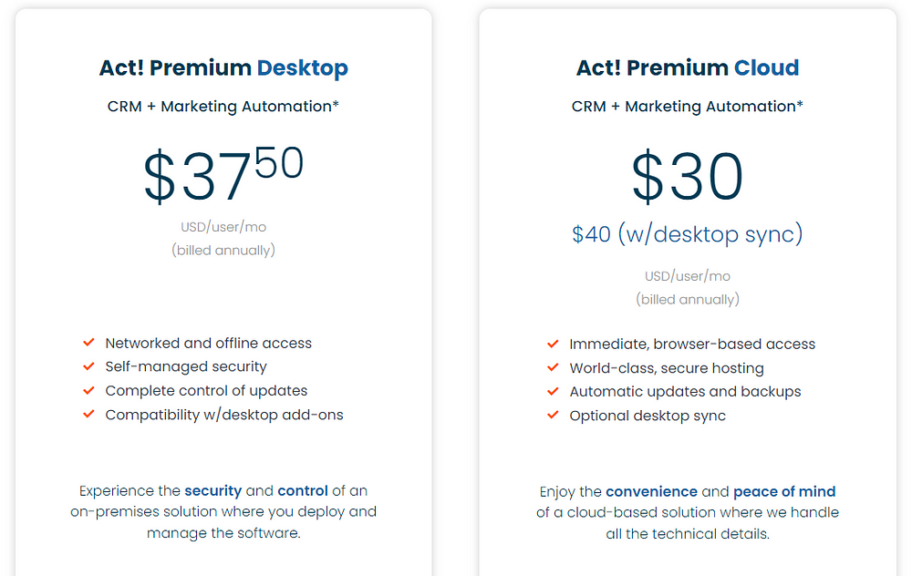 Act! Pricing and Plans