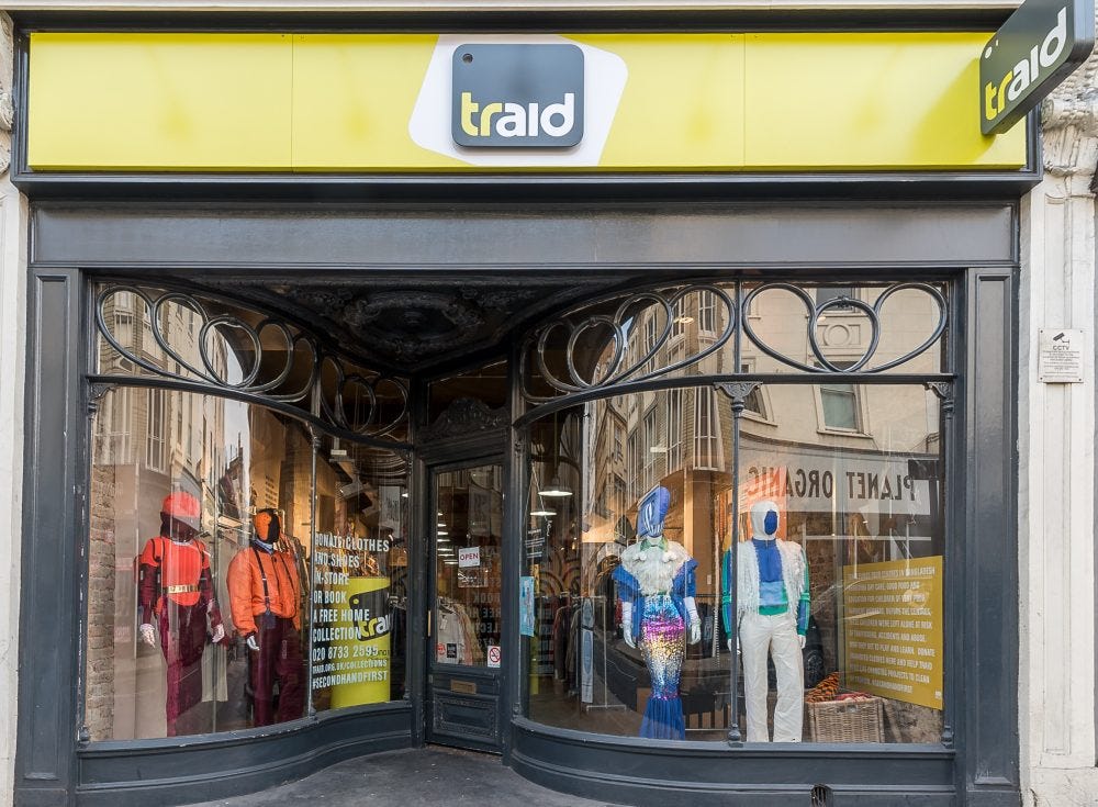 a picture of a traid shop’s storefront