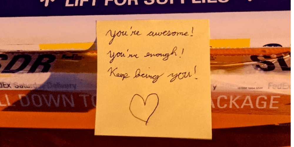 photo of a post-it note with an encouraging message