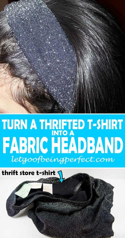 Turn a thrifted t-shirt find into a fabric headband in less than five minutes. Simple, DIY step-by-step sewing tutorial. #recycle #upcycle #fashionista