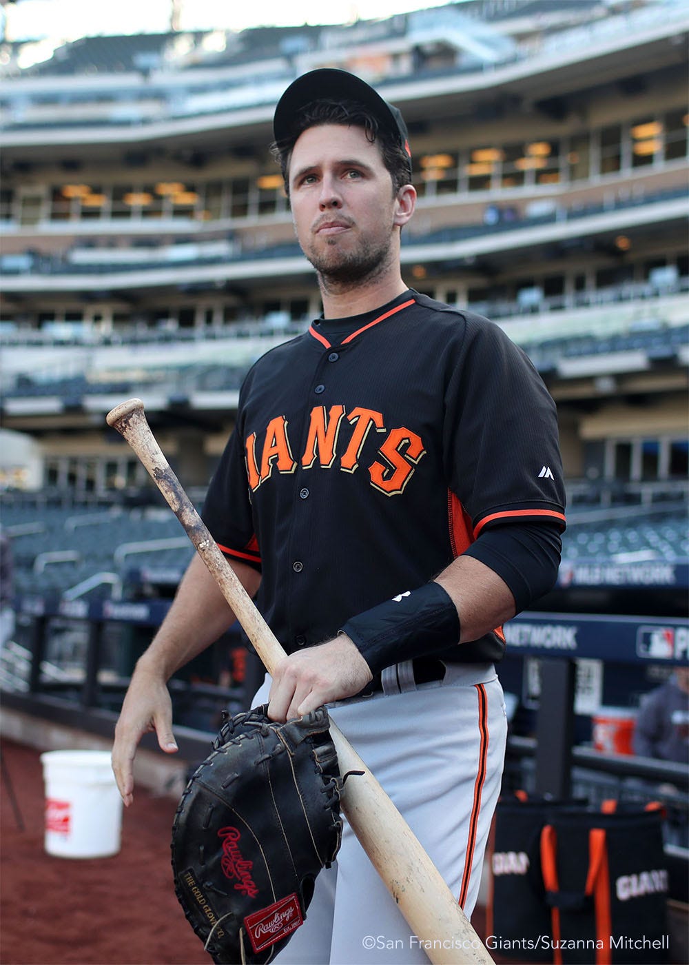 Buster Posey takes batting practice.