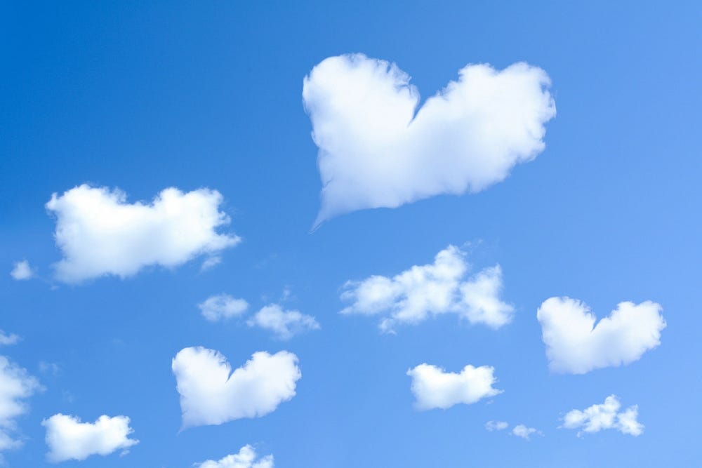 clouds in the shape of hearts