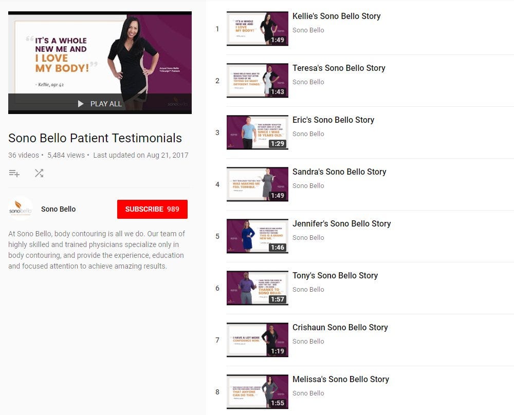 social media youtube testimonials example