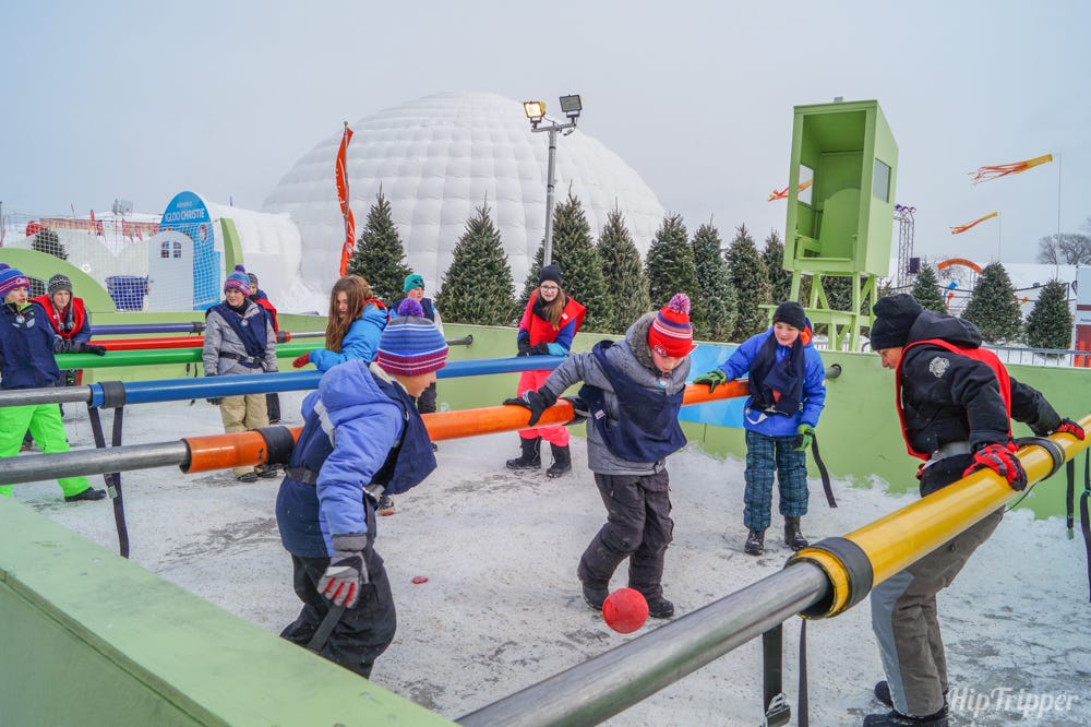 Human-scale Foosball Game at Quebec Winter Carnival