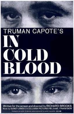 Eyes of both murderers with the In Cold Blood book cover