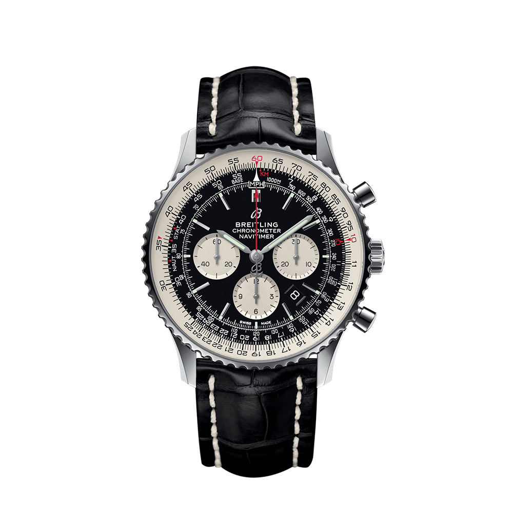 High Quality Replica Breitling male 46MM Navitimer AB0127211B1P1 black Dial Alligator leather