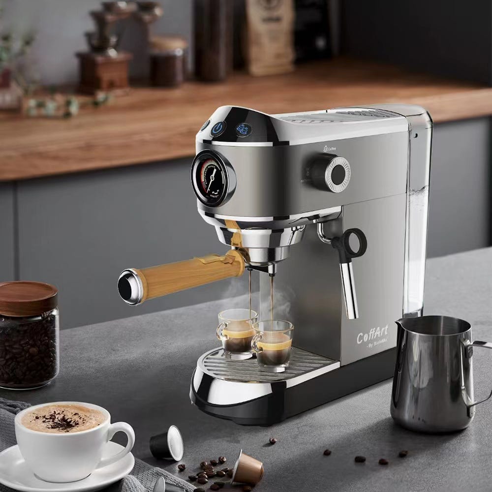 2 in 1 Espresso Coffee Machine 20 Bar Semi Automatic Coffee Machine with Milk Steam Frother Wand For Espresso Cappuccino