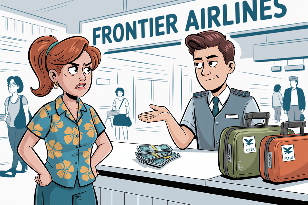 She prepaid for checked bags on Frontier. The price changed after she